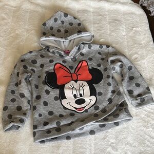 Girls Disney Minnie Mouse Gray Polka Dot Kids Hoodie with Character Design Sz 6